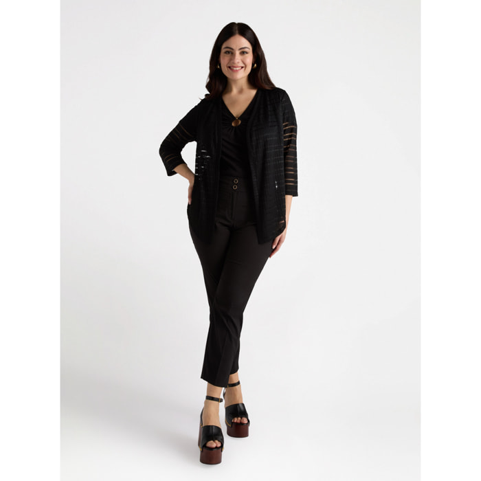 Fiorella Rubino - Coprispalle a righe - Nero