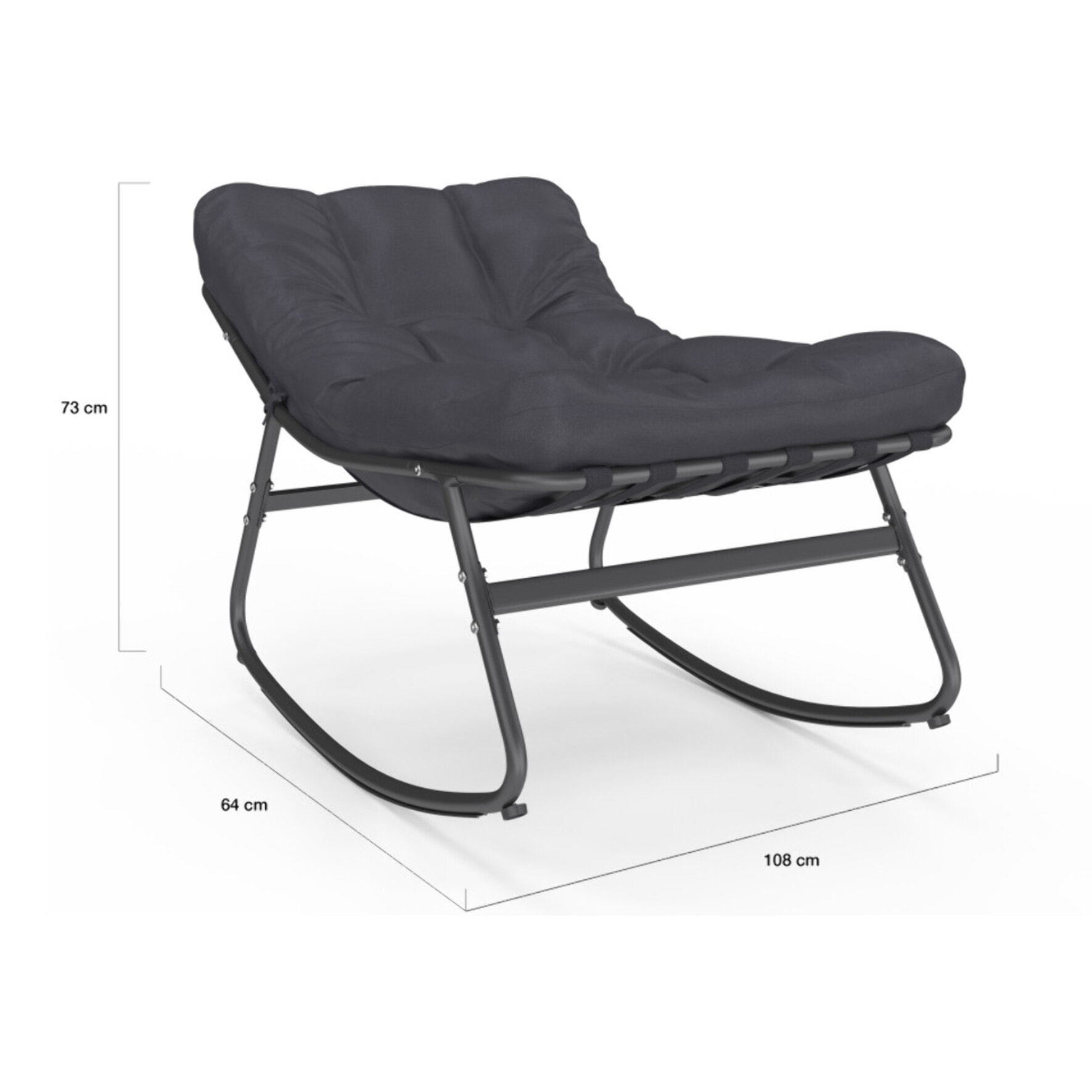 Fauteuils de jardin à bascule avec coussin gris - lot de 2