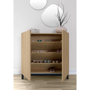 Zapatero Copenhague melamina roble dorado patas negro 90x90x27 cm