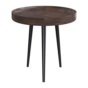 Table d'appoint ronde en bois de manguier foncé D40 cm - Palak
