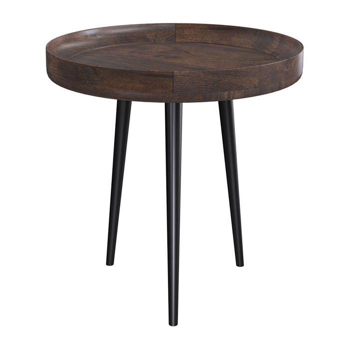 Table d'appoint ronde en bois de manguier foncé D40 cm - Palak