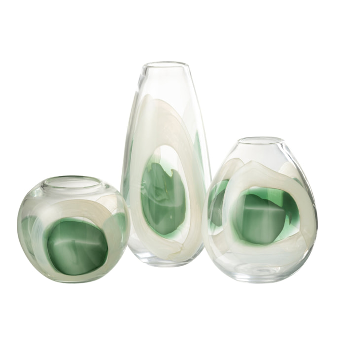 J-Line - Vase Livy - verre - vert/blanc/transparent - large