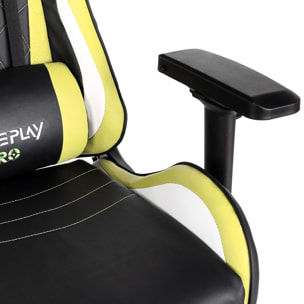 Silla de oficina gaming, silla con reposabrazos 4D, amarillo