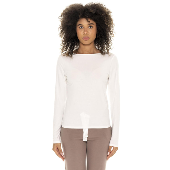 Camiseta de algodón elástico de manga larga para mujer Leone 1947 Chic Tones