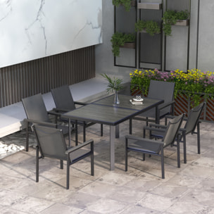 Ensemble salon de jardin 6 places 7 pièces table à manger gris