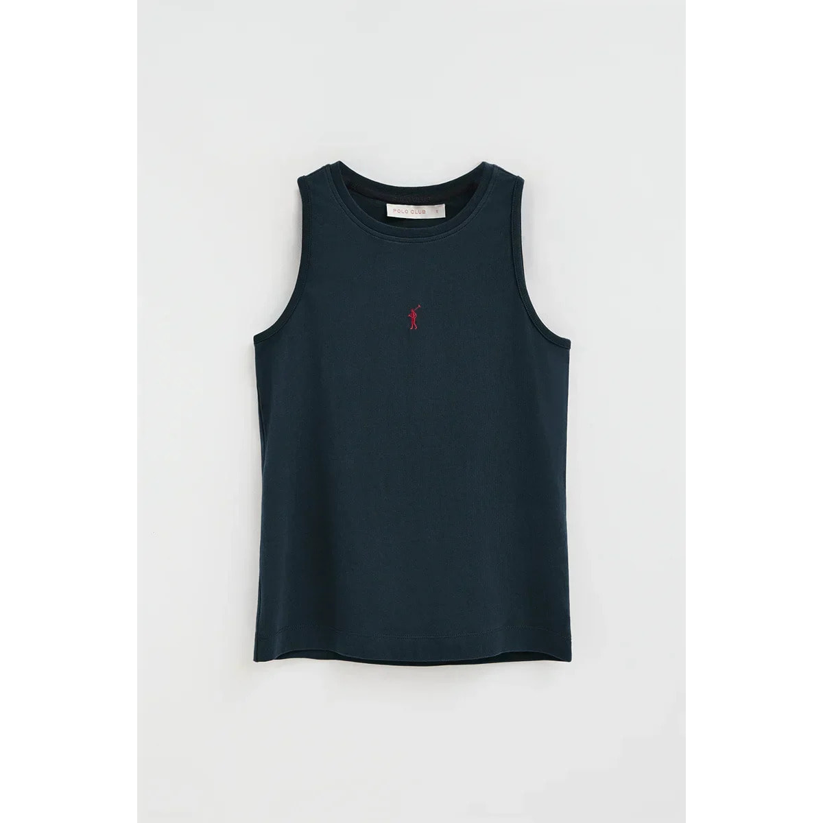 Camiseta sin mangas azul marino de corte slim con bordado Rigby Go