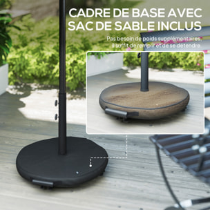 Parasol de jardin inclinable 3 x 2,5 m piètement et lestage inclus gris foncé