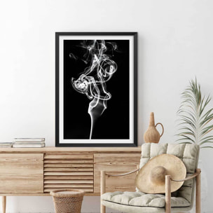 Poster white smoke tulip dream Affiche + cadre en bois - Noir