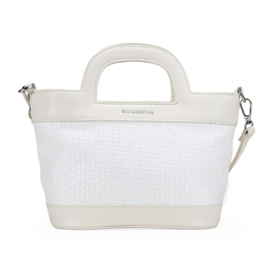 Bolso de mano beige con rafia