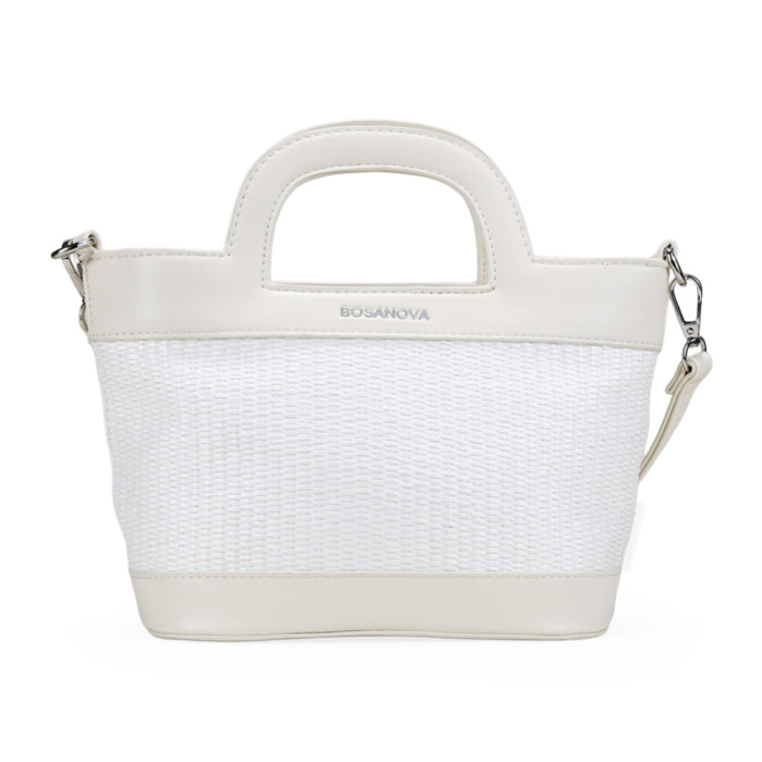 Bolso de mano beige con rafia