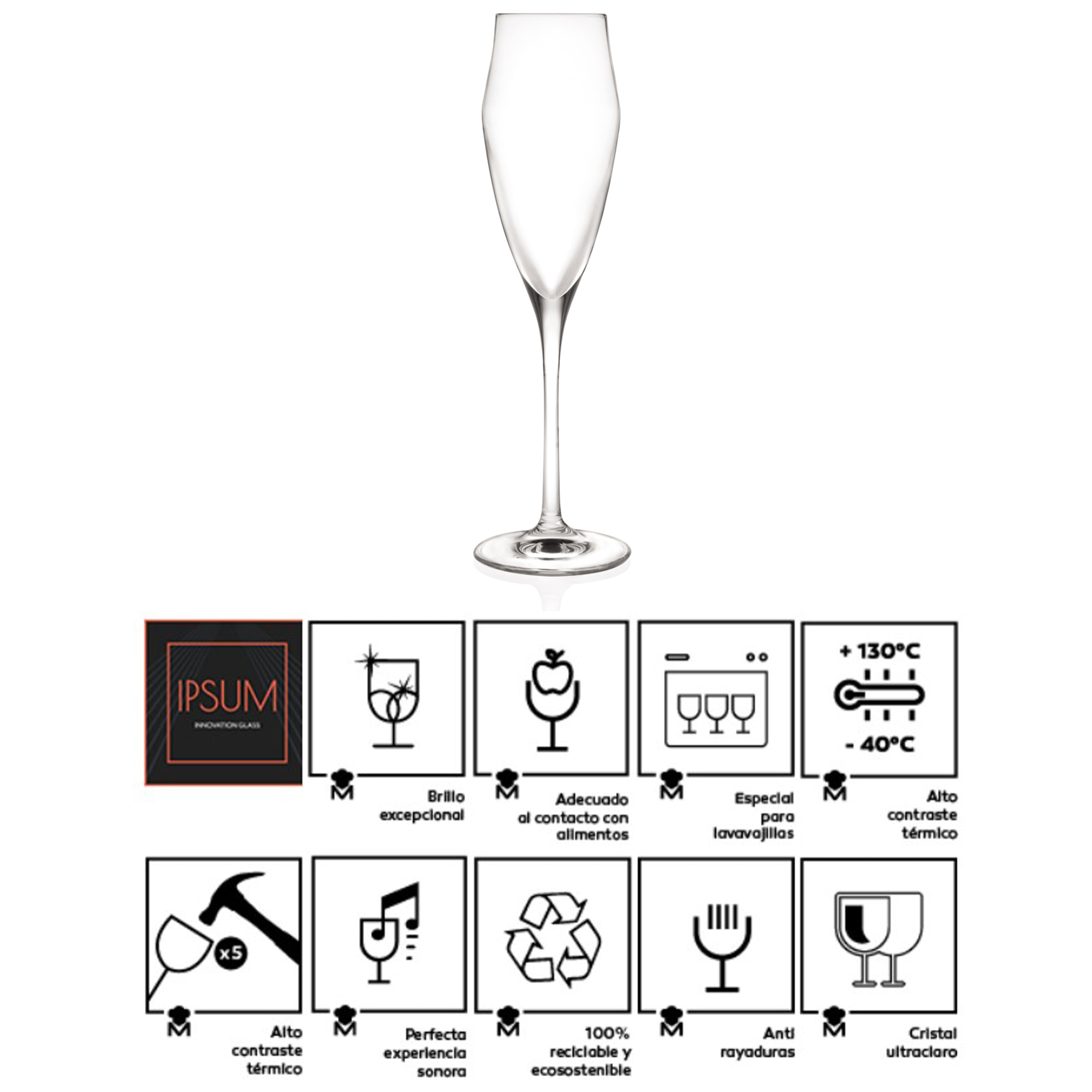 Set 6 copas flauta 18,2 cl cristal Masterpro