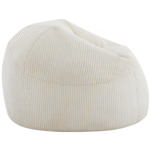 Pouf en velours côtelé  "Cusco" - 80 x 74 x 49 cm - Beige