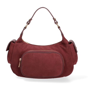 Borsa a spalla da donna Made in Italy - Modello Ardena - Pelle scamosciata - 30.0 x 17.0 x 12.0 cm