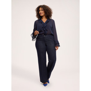 Fiorella Rubino - Blusa in crêponne con volant - Blu