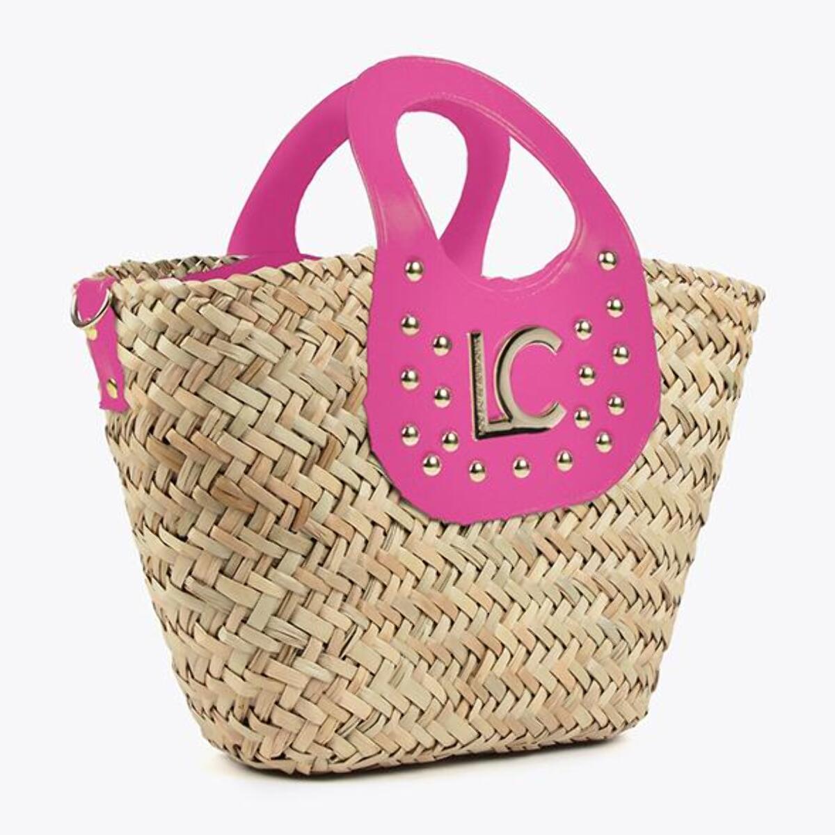 Borsa a cesta piccola con borchie