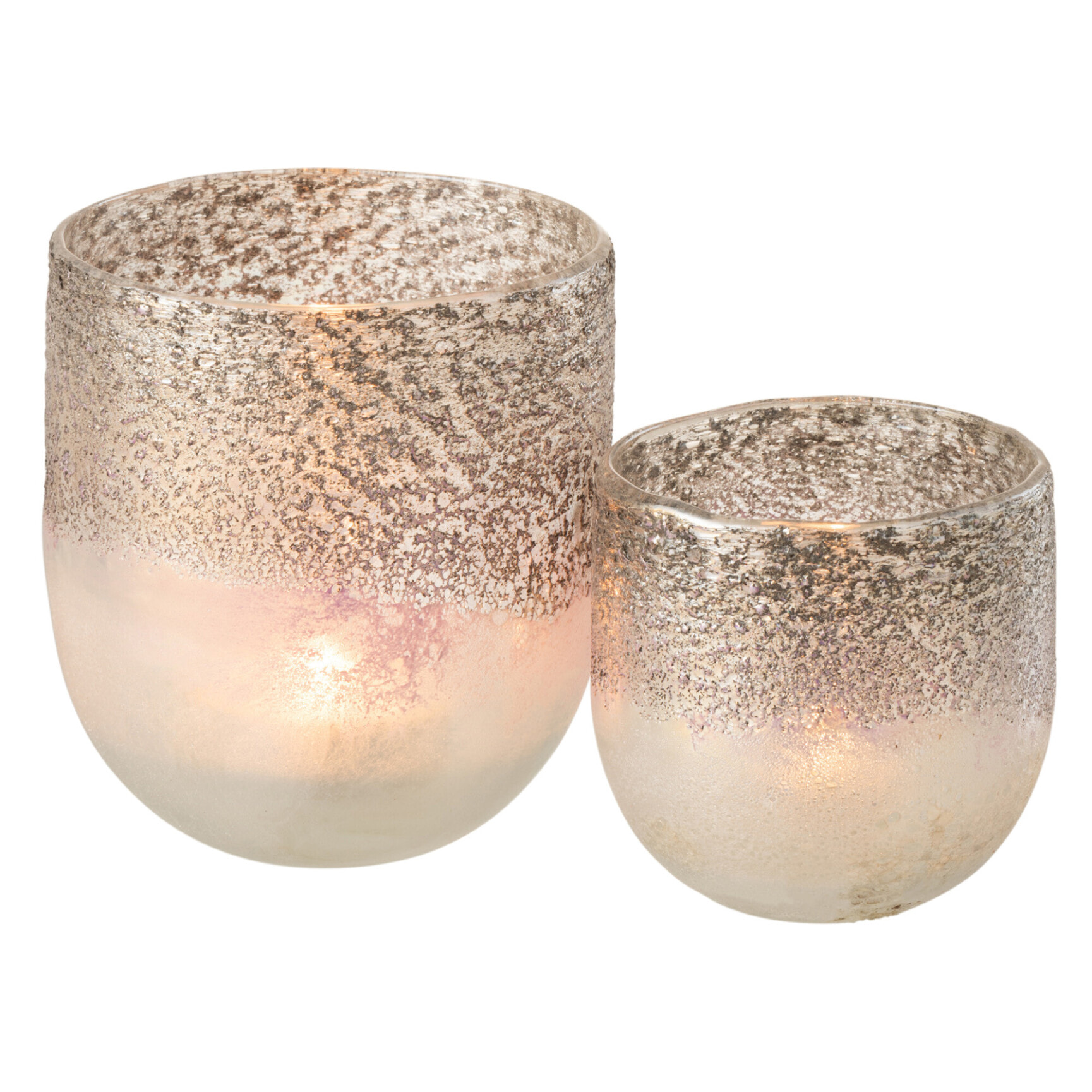 J-Line photophore Milano - verre - gris/rose - large