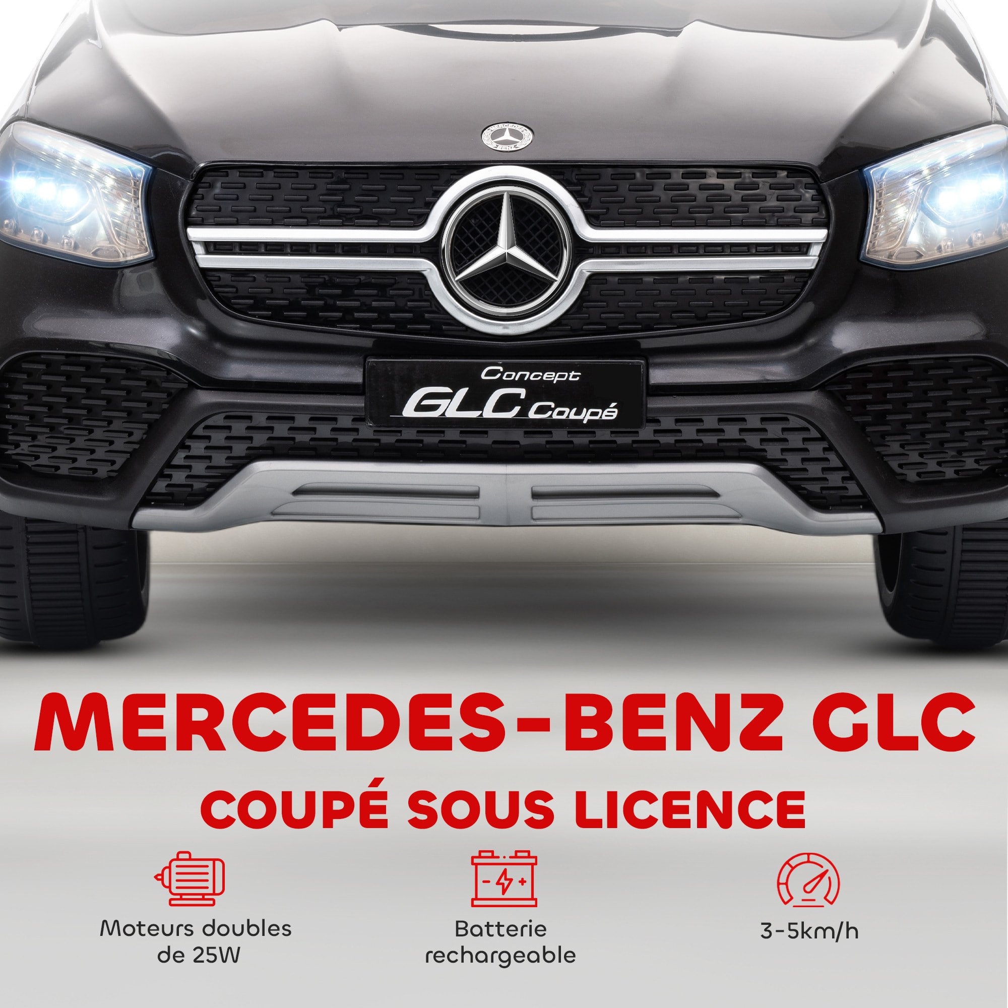 Voiture électrique enfant licence officielle Mercedes-Benz GLC Coupé 12V 5Km/h max. télécommande nombreux effets noir