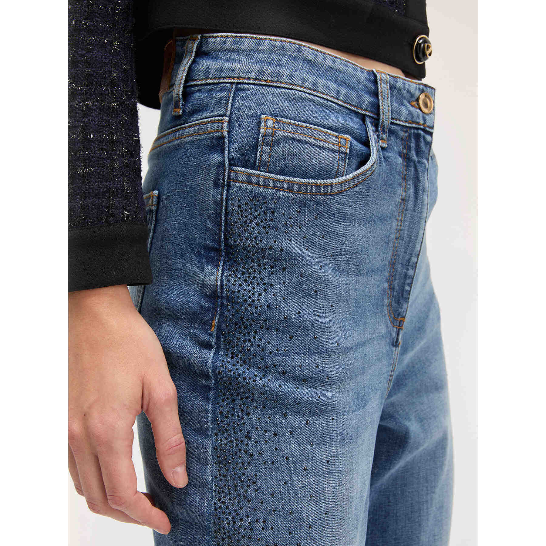 Motivi - Jeans regular con strass - Blu