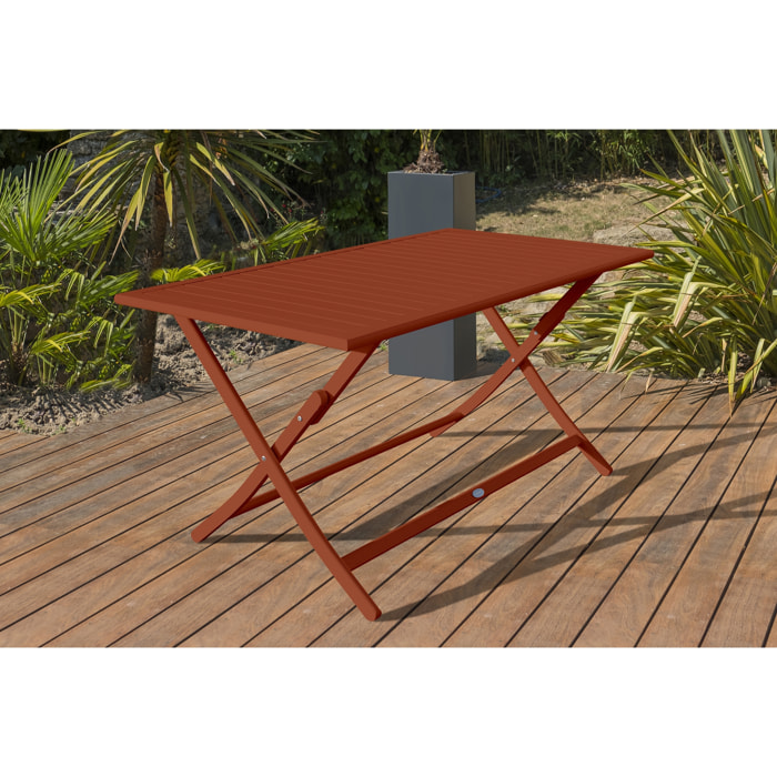 MARIUS - Table de jardin pliante en aluminium terracotta