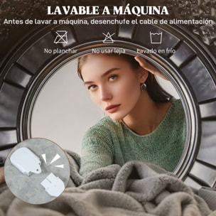 Manta Eléctrica Grande, Manta Térmica Sofá, 180x130 cm, Tejido Suave, 10 Niveles de Temperatura, Temporizador, Lavable en Lavadora, Protección contra Sobrecalentamiento, Pantalla LED, Gris