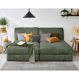 Jasper - module méridienne - en fausse fourrure côtelée - Vert