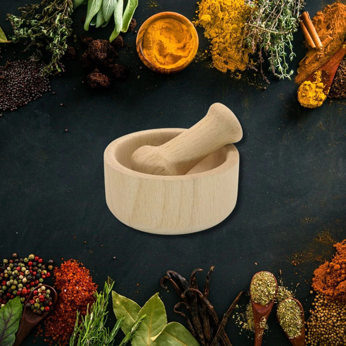 Mortier et pilon de cuisine en bois Fackelmann Wood Edition