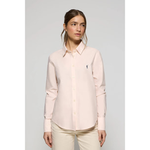 Camicia oxford rosa pallido con logo Rigby Go ricamato