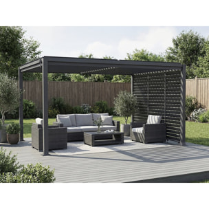 Pergola bioclimatique avec 3 persiennes en acier galvanisé "Howard" - 3 x 4 m - Gris