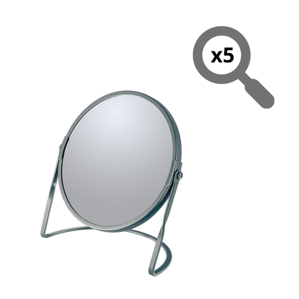 Miroir grossissant sur pied Acier AKIRA Gris mat Spirella