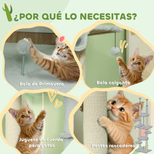 Árbol para Gatos de Suelo a Techo 225-255 cm Árbol Rascador para Gatos de 7 Niveles Torre para Gatos con Hamacas Plataformas Juguete de Cuerda Bola de Juguete Gris