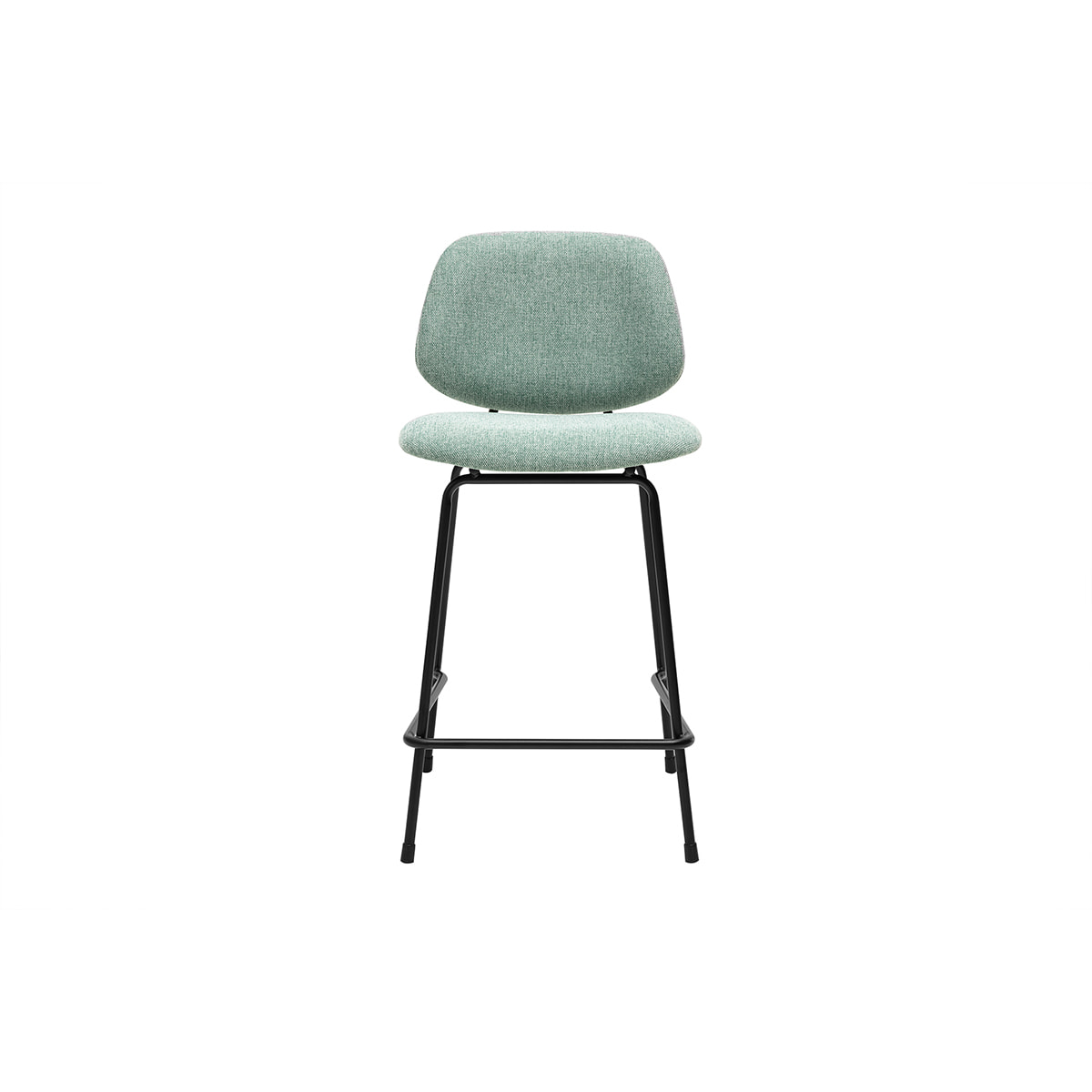 Tabourets de bar en tissu effet velours texturé vert céladon et métal H66.5 cm BARNET (lot de 2)