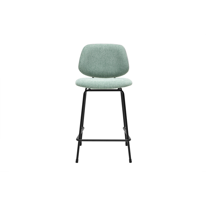 Tabourets de bar en tissu effet velours texturé vert céladon et métal H66.5 cm BARNET (lot de 2)