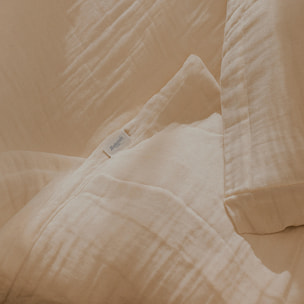 Naturals - Funda Nórdica Lisa - Cierre con botones - 100% Algodón de Muselina - Incluye 1/2 Fundas de Almohada - Beige