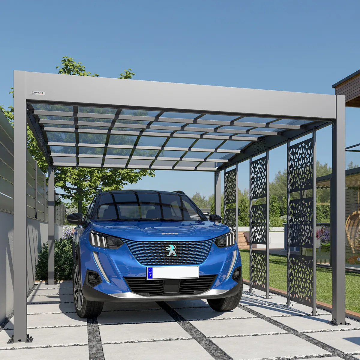 Carport aluminium Trigano - LIBECCIO + 3 claustras - 16 m²