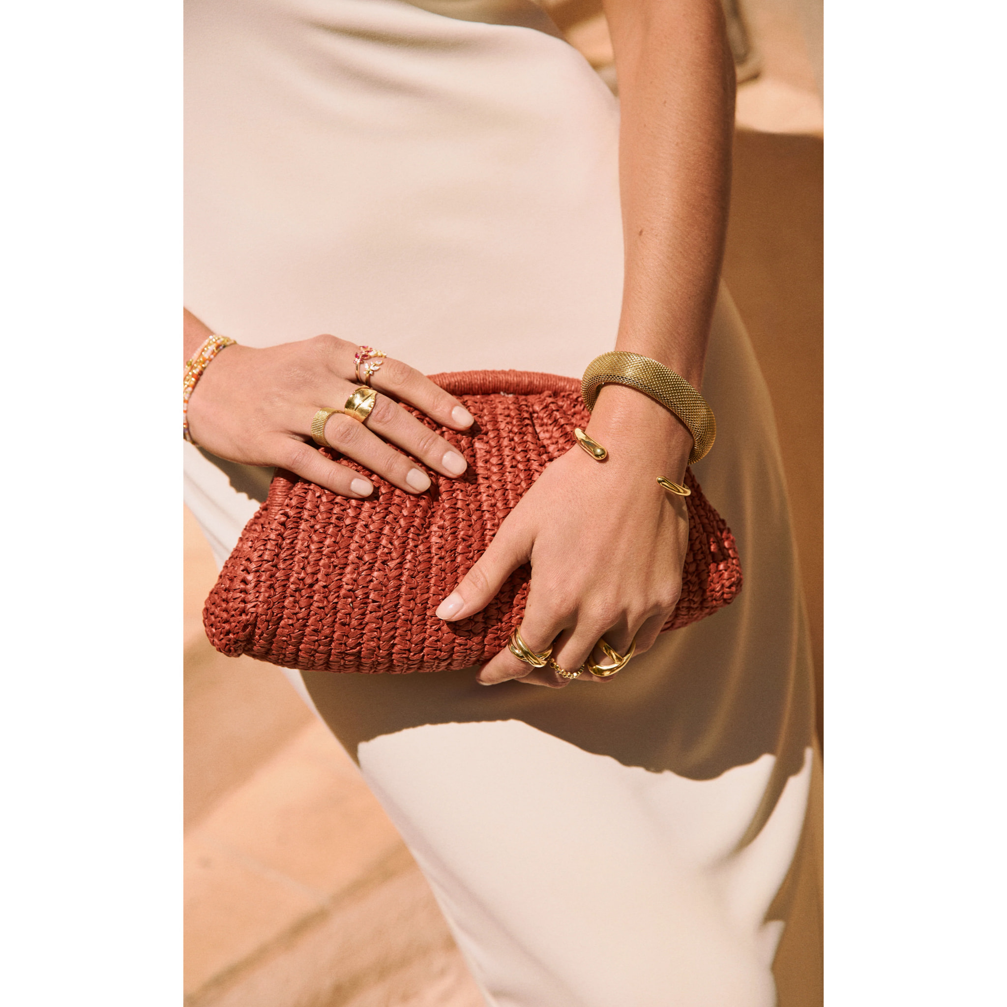 Brazalete Gota Acero Baño Oro