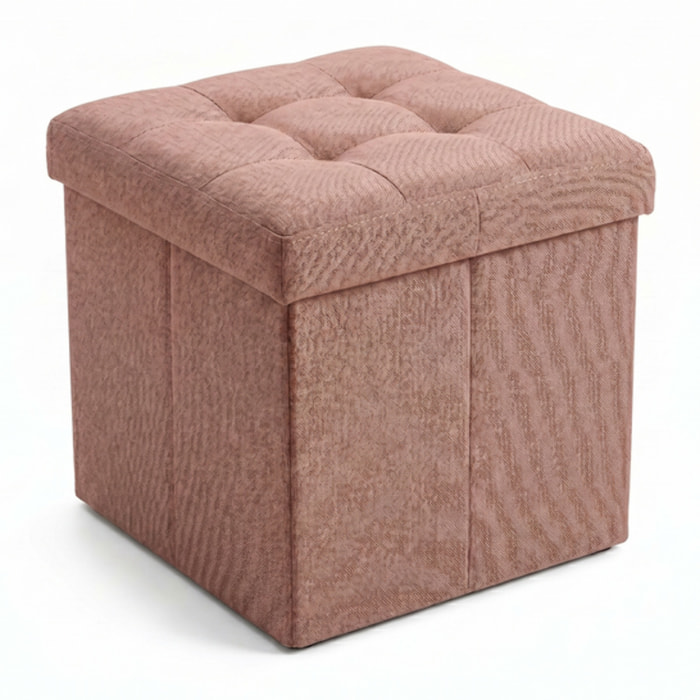 Pouf contenitore pieghevole 38x38x38 cm, cubo salvaspazio con vano interno, seduta imbottita resistente fino a 150 kg, design effetto lino elegante, ideale per soggiorno camera ingresso ufficio e cameretta
