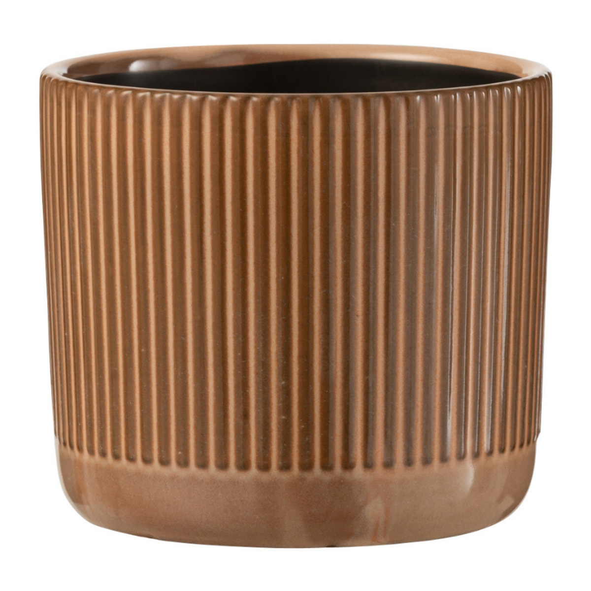 J-Line cache-pot Lignes - céramique - orange/beige - small - 2 pièces - Ø 12 cm