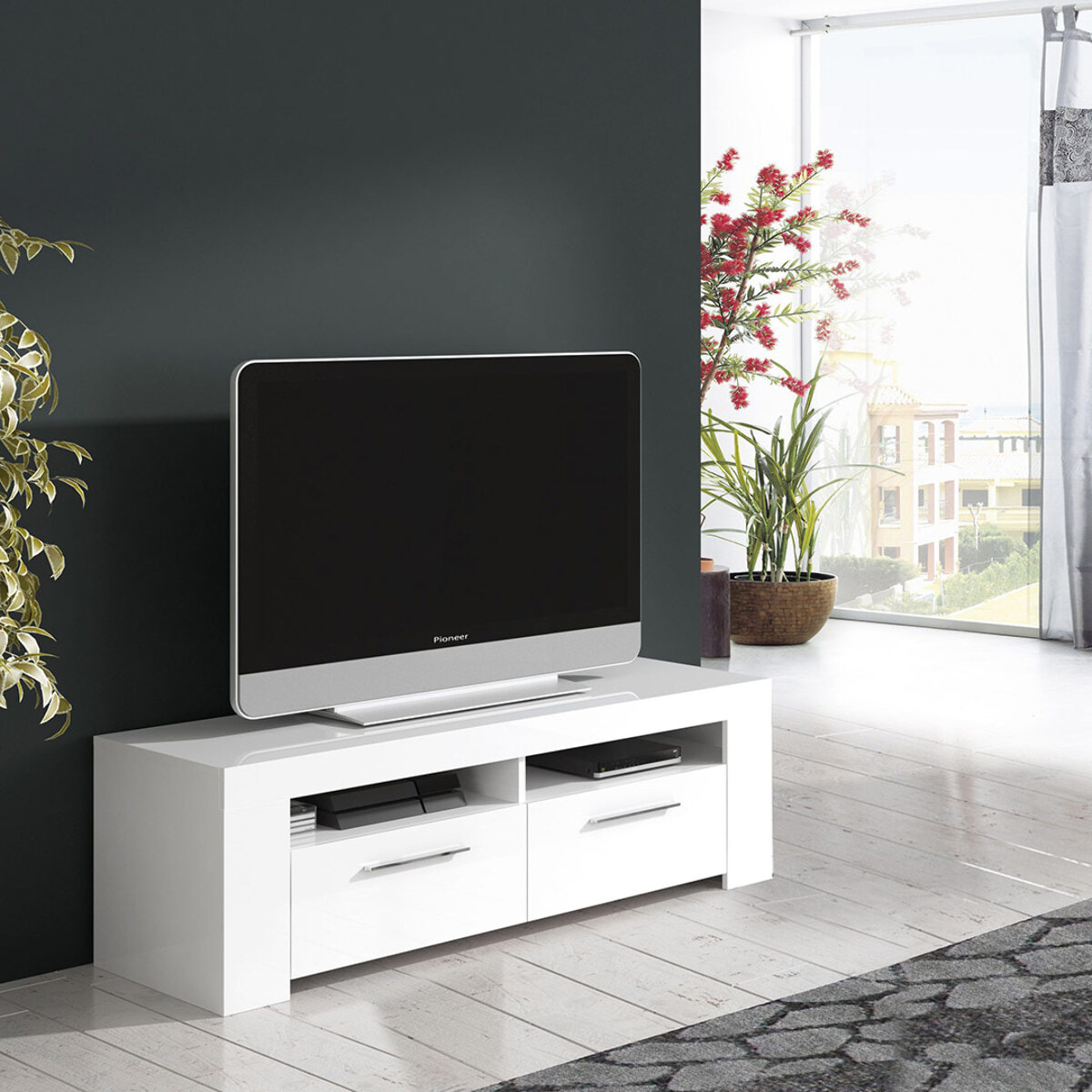 Mueble Tv 2 Puertas 120x40x42 Cm Blanco Artik