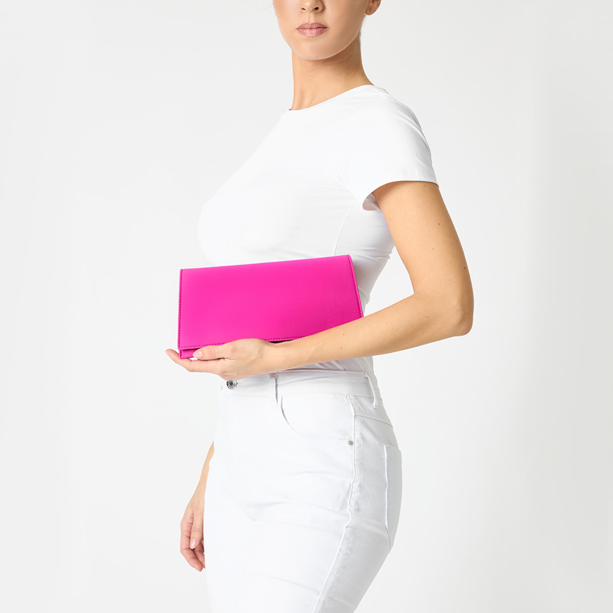 Pochette donna fucsia in tessuto