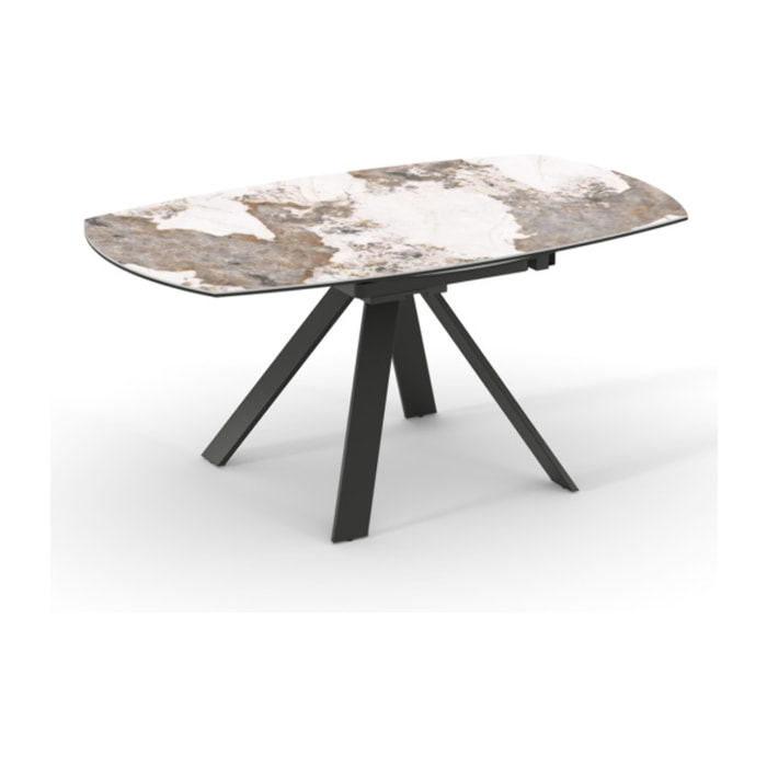Table de repas extensible ronde 100 à 170 cm céramique marbré - ALICANTE