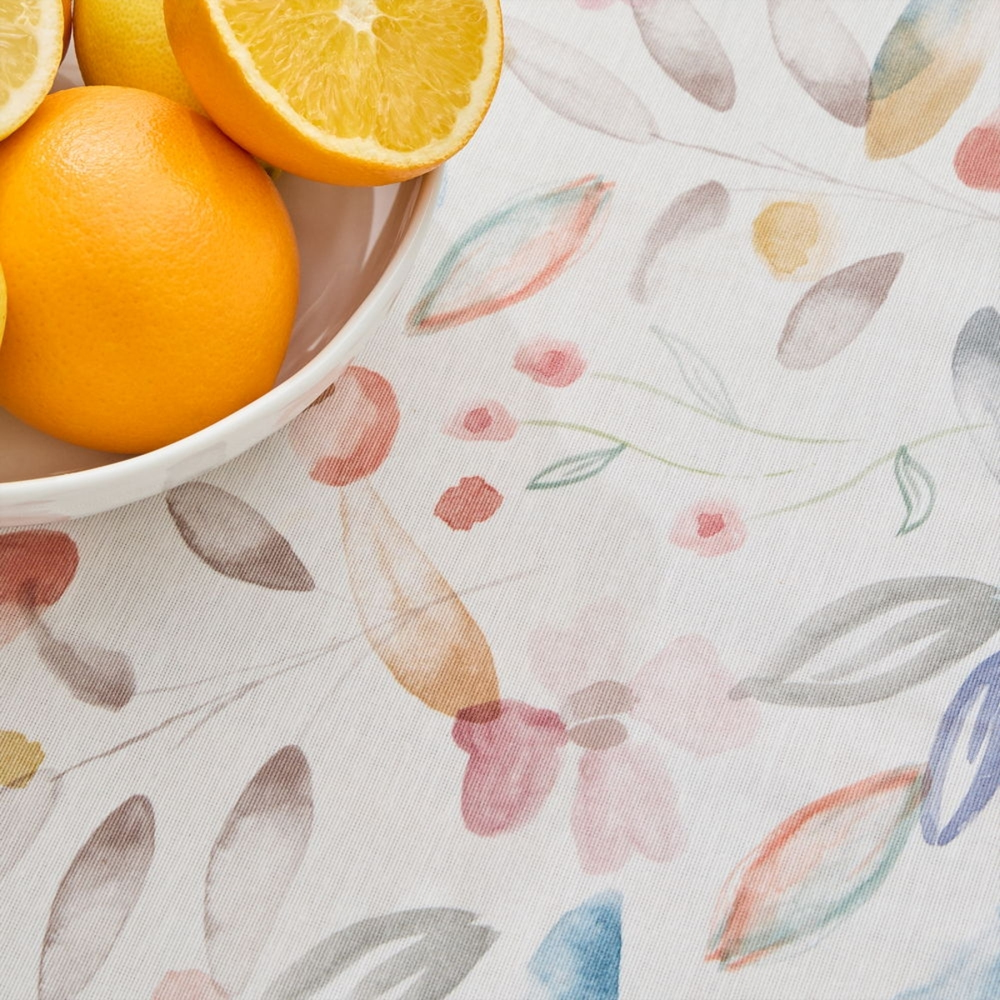 Mantel antimanchas resinado hojas y flores Danila color agua marina 100% Algodón