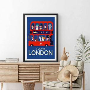 Poster retro bus london Affiche seule