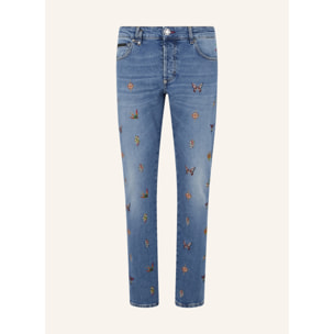 PHILIPP PLEIN Embroidered Super Straight Cut Jeans