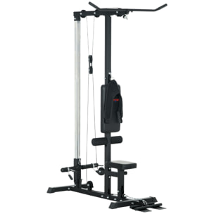 Máquina de Musculación Estación de Entrenamiento con Pedales Giratorios y Asiento Ajustable para Fitness Entrenamiento en Gimnasio Hogar Oficina Carga Máx. 110 kg 140x108x197 cm Negro