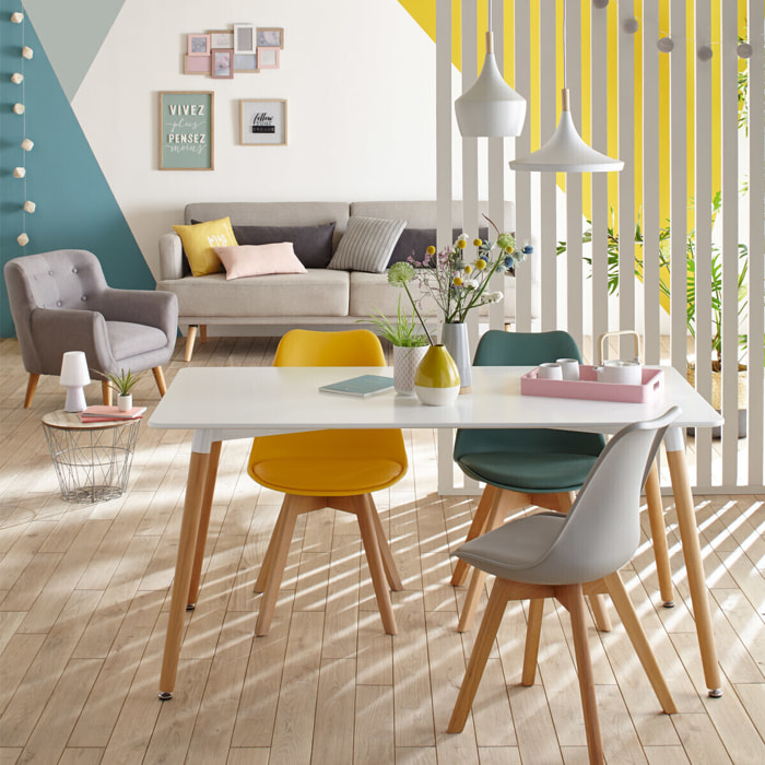 Chaise "Baya" bleue - pieds en hêtre
