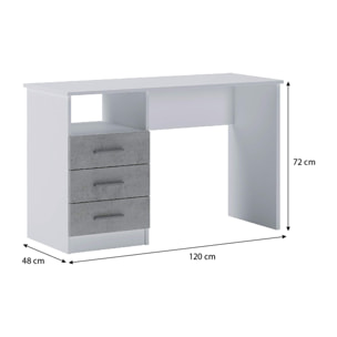 Scrivania Scrittoio Salvaspazio Con Cassetti Mobile Desk Postazione Pc Studio Ufficio Soggiorno Sala Pranzo 120 x 72 x 48 Cm Bianco Grigio Cemento