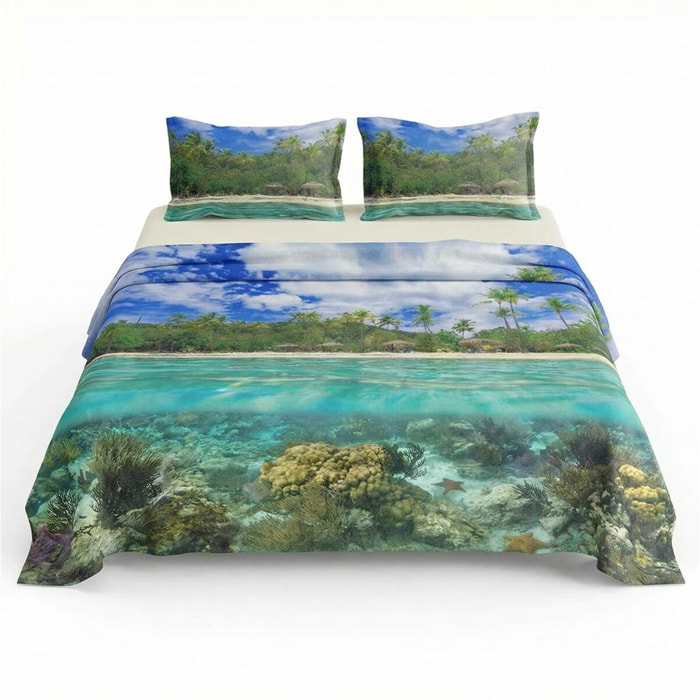 Set completo letto matrimoniale 100% cotone, 180x200 cm, con Stampa Digitale di Alta Qualità, Intrecci