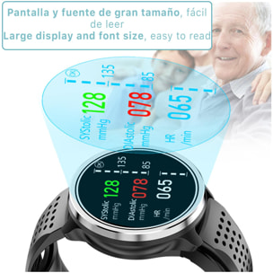 Smartwatch P30 con pompa ad aria e palloncino per il test della pressione sanguigna reale. Termometro corporeo, frequenza respiratoria.