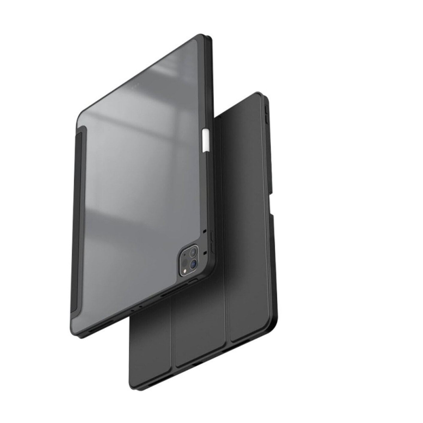 Etui iPad Pro 12.9 Pouces (2018/2020/2021) Transparent avec Smart Cover et contour Noir