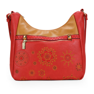 Bolso rojo con bordado y cremallera